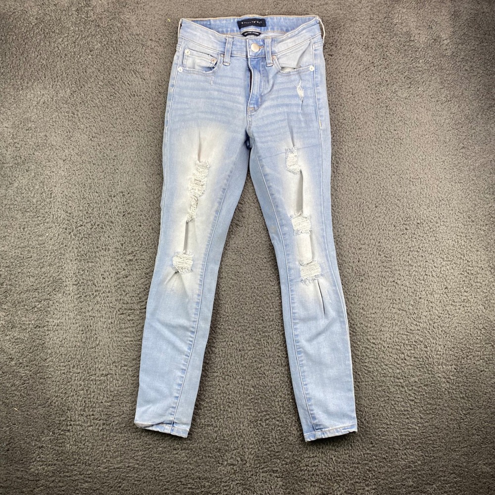 Aeropostale High Rise Jegging Distressed Light Wash Denim Jeans Women 0 Short